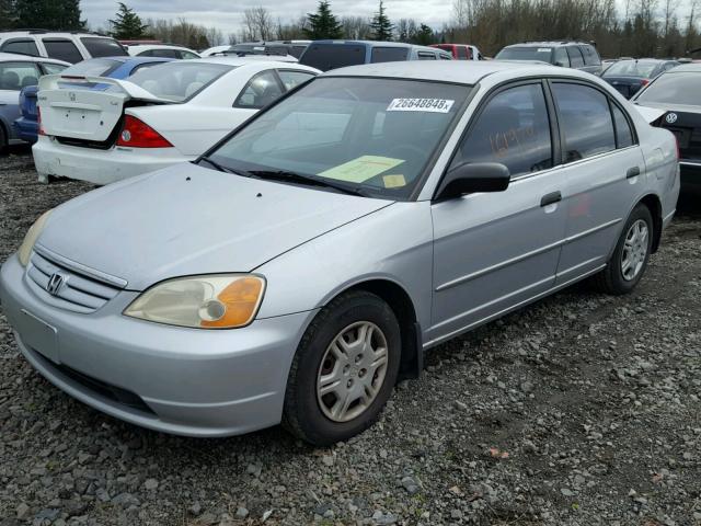 2HGES15511H548274 - 2001 HONDA CIVIC LX SILVER photo 2