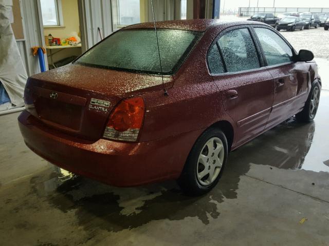 KMHDN46D84U921347 - 2004 HYUNDAI ELANTRA GL RED photo 4