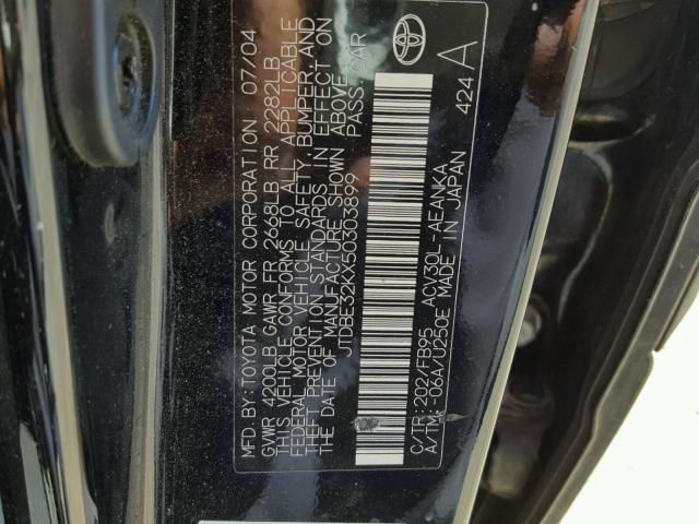 JTDBE32KX50303899 - 2005 TOYOTA CAMRY LE BLACK photo 10