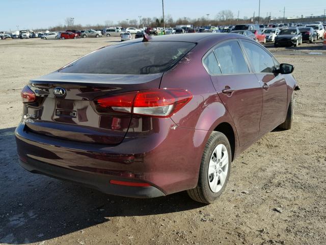 3KPFK4A78HE125791 - 2017 KIA FORTE LX BURGUNDY photo 4