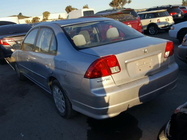 2HGES16555H588717 - 2005 HONDA CIVIC LX SILVER photo 3