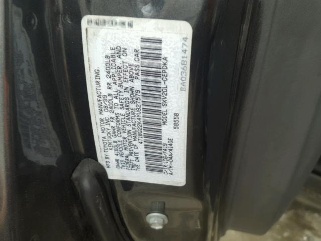 4T1BG22K4YU927579 - 2000 TOYOTA CAMRY CE GRAY photo 10