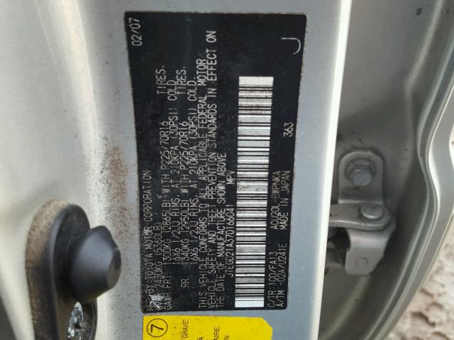 JTEGD21A370166041 - 2007 TOYOTA HIGHLANDER SILVER photo 10