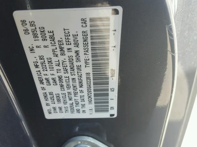 1HGCM72656A022818 - 2006 HONDA ACCORD EX GRAY photo 10