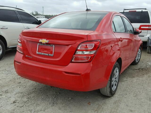 1G1JB5SHXH4130802 - 2017 CHEVROLET SONIC LS RED photo 4