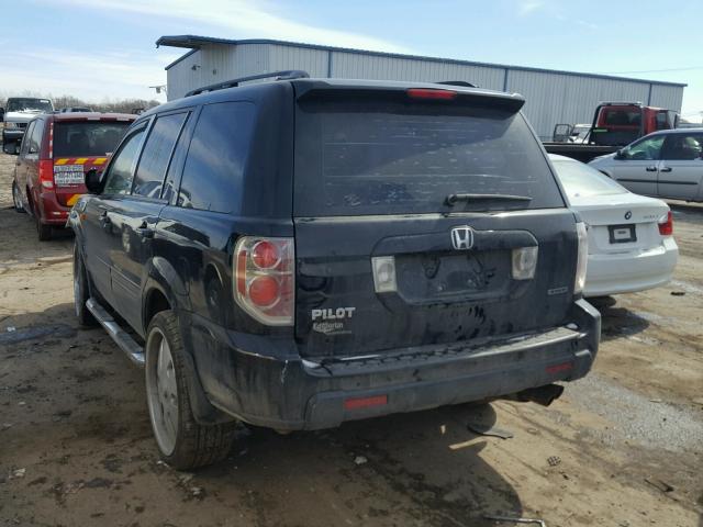 5FNYF18137B008898 - 2007 HONDA PILOT LX BLACK photo 3