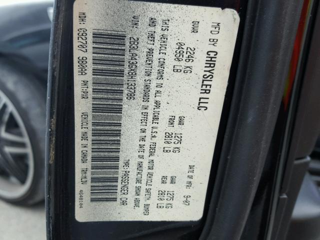 2B3LA43GX8H133786 - 2008 DODGE CHARGER BLACK photo 10