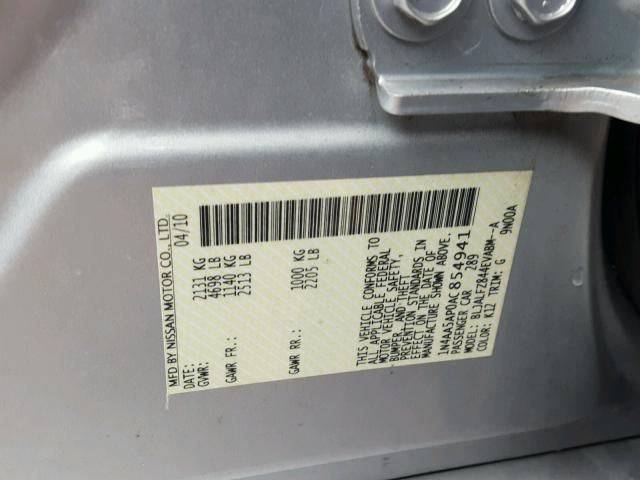 1N4AA5AP0AC854941 - 2010 NISSAN MAXIMA S SILVER photo 10