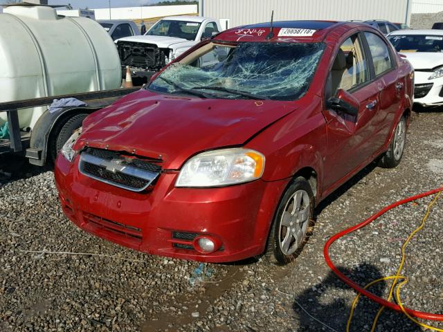 KL1TG56E89B399709 - 2009 CHEVROLET AVEO LT RED photo 2