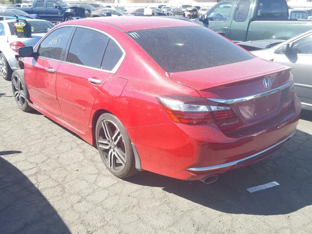 1HGCR2F50GA166557 - 2016 HONDA ACCORD SPO RED photo 3