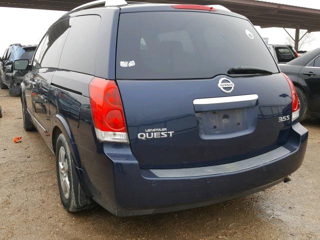 5N1BV28U77N112557 - 2007 NISSAN QUEST S BLUE photo 3