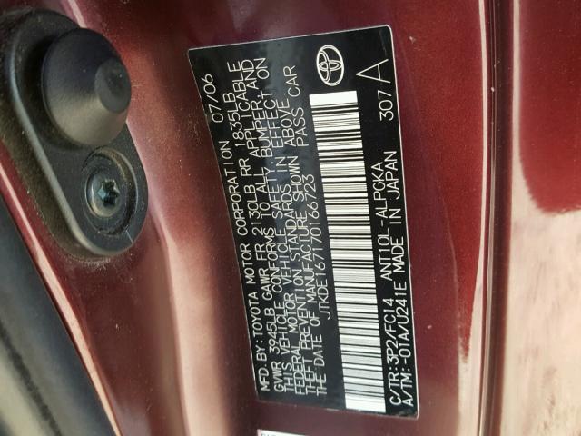 JTKDE167170166723 - 2007 TOYOTA SCION TC 栗色 照片 10