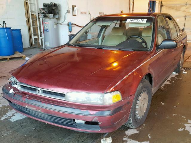 JHMCB7652LC002577 - 1990 HONDA ACCORD LX MAROON photo 2