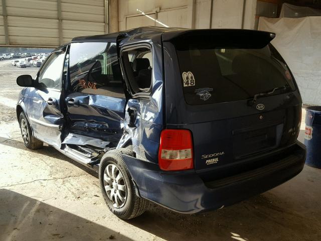 KNDUP131356651683 - 2005 KIA SEDONA EX BLUE photo 3