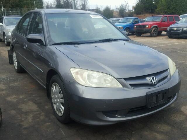 2HGES16575H633933 - 2005 HONDA CIVIC LX GRAY photo 1