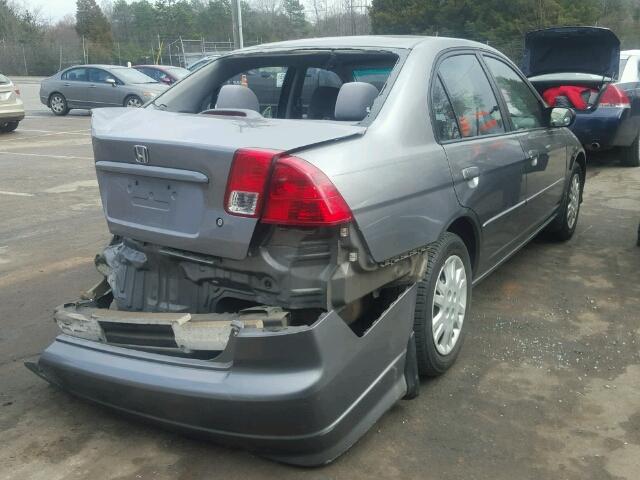 2HGES16575H633933 - 2005 HONDA CIVIC LX GRAY photo 4