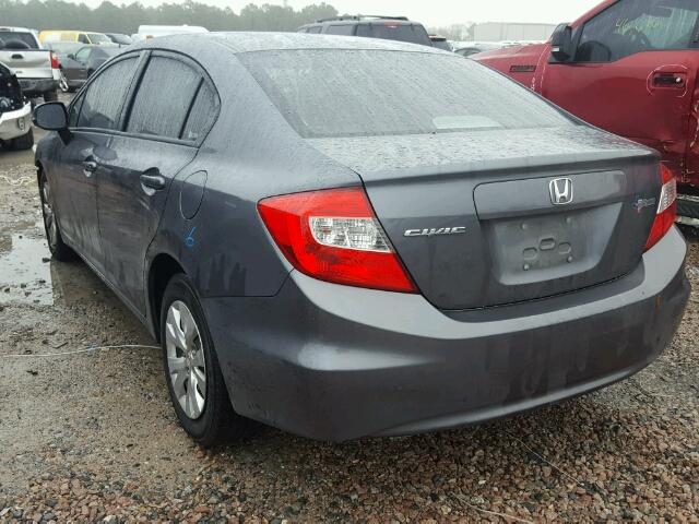 19XFB2F56CE090060 - 2012 HONDA CIVIC LX GRAY photo 3