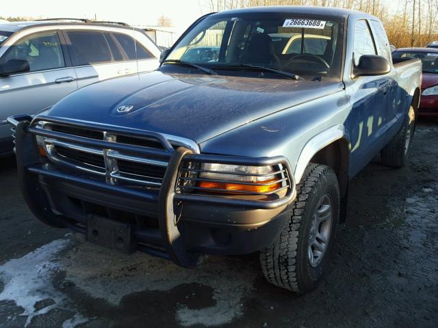 1D7HG12K04S585035 - 2004 DODGE DAKOTA SXT BLUE photo 2