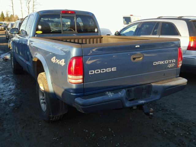 1D7HG12K04S585035 - 2004 DODGE DAKOTA SXT BLUE photo 3