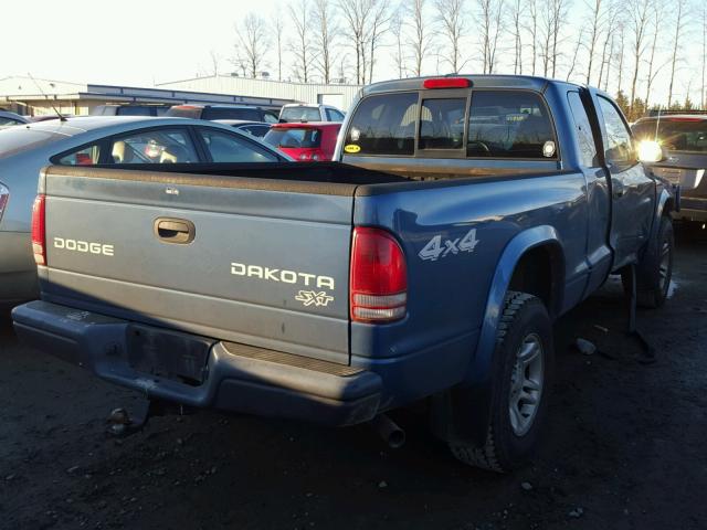 1D7HG12K04S585035 - 2004 DODGE DAKOTA SXT BLUE photo 4