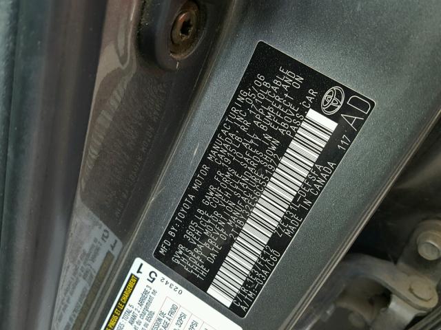 2T1BY32E56C551972 - 2006 TOYOTA COROLLA XR GRAY photo 10