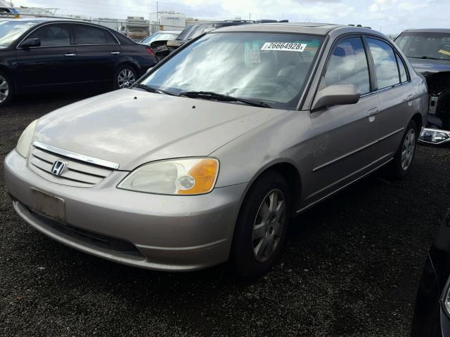 2HGES26782H554175 - 2002 HONDA CIVIC EX ოქროსფერი ფოტო 2