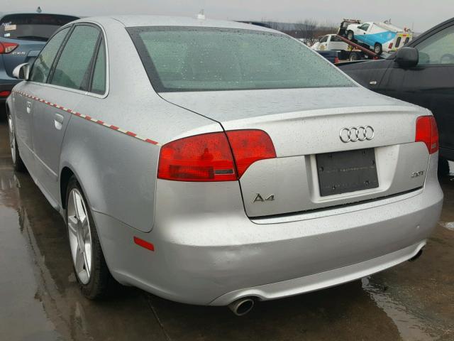 WAUAF78E38A023514 - 2008 AUDI A4 2.0T SILVER photo 3