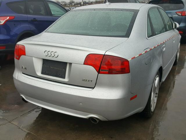 WAUAF78E38A023514 - 2008 AUDI A4 2.0T SILVER photo 4