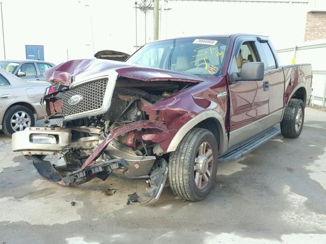 1FTPX12585NB35987 - 2005 FORD F150 BURGUNDY photo 2