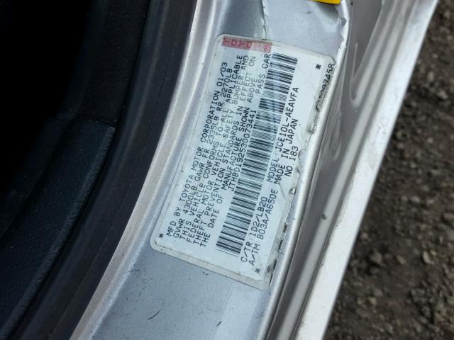 JTHBD192530073441 - 2003 LEXUS IS 300 SILVER photo 10