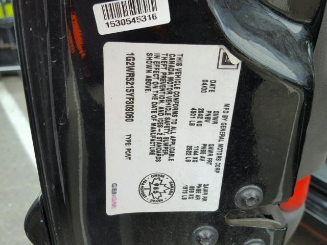 1G2WR5215YF309060 - 2000 PONTIAC GRAND PRIX BLACK photo 10