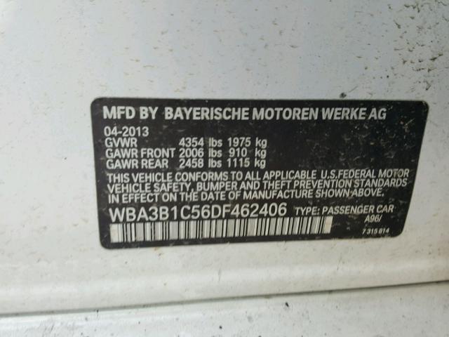 WBA3B1C56DF462406 - 2013 BMW 320 I WHITE photo 10