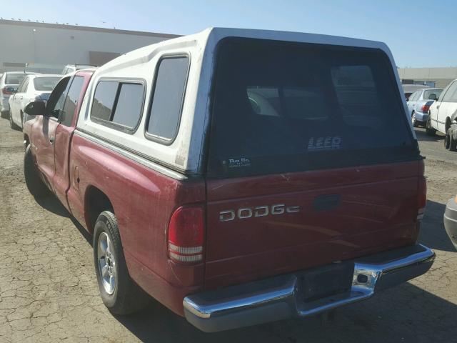 1B7GL22XXWS741524 - 1998 DODGE DAKOTA RED photo 3