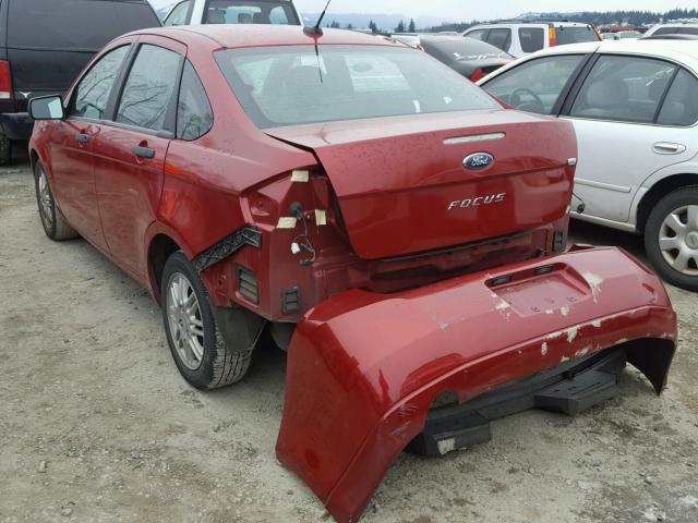 1FAHP3FN3BW198324 - 2011 FORD FOCUS SE RED photo 3