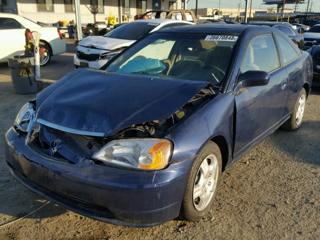 1HGEM22972L053671 - 2002 HONDA CIVIC EX BLUE photo 2