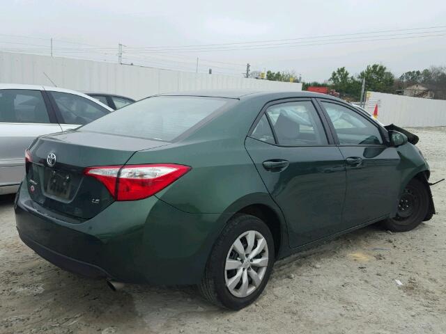 2T1BURHE8FC357779 - 2015 TOYOTA COROLLA L GREEN photo 4