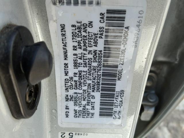 1NXBR32E76Z683854 - 2006 TOYOTA COROLLA CE SILVER photo 10