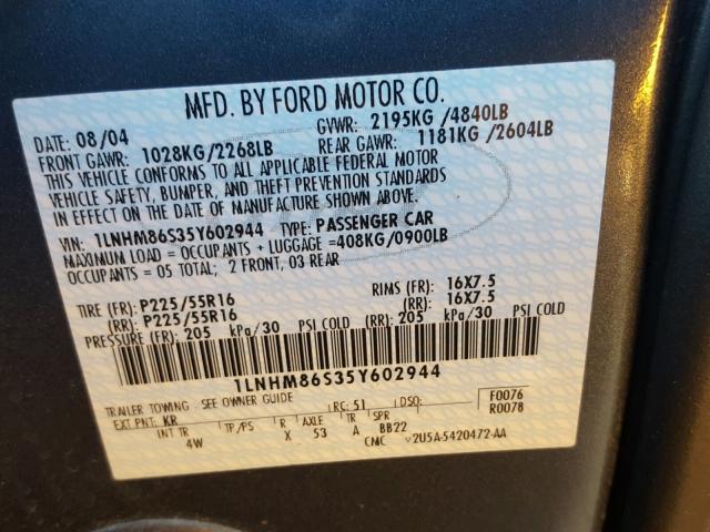 1LNHM86S35Y602944 - 2005 LINCOLN LS 蓝色 照片 10