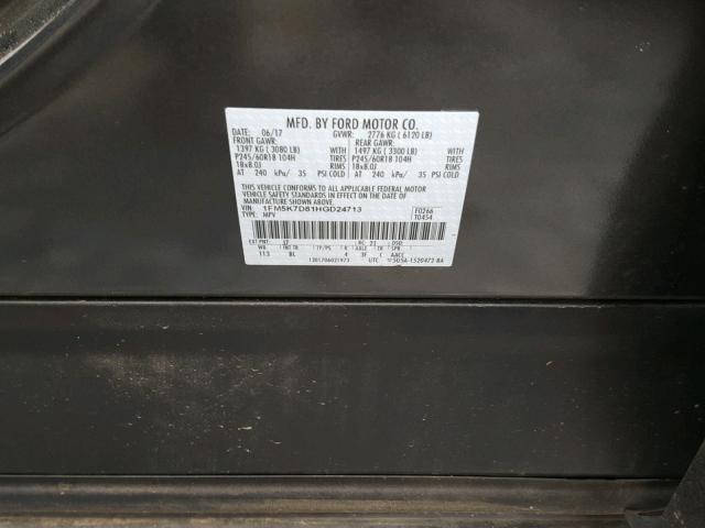 1FM5K7D81HGD24713 - 2017 FORD EXPLORER X GRAY photo 10