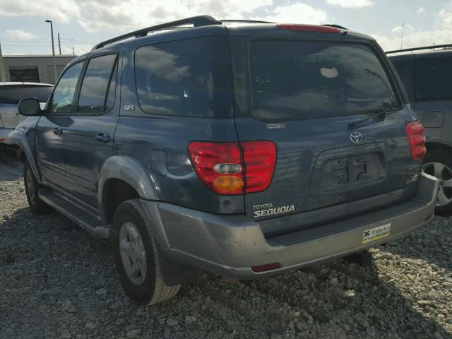 5TDZT34A62S074123 - 2002 TOYOTA SEQUOIA SR BLUE photo 3