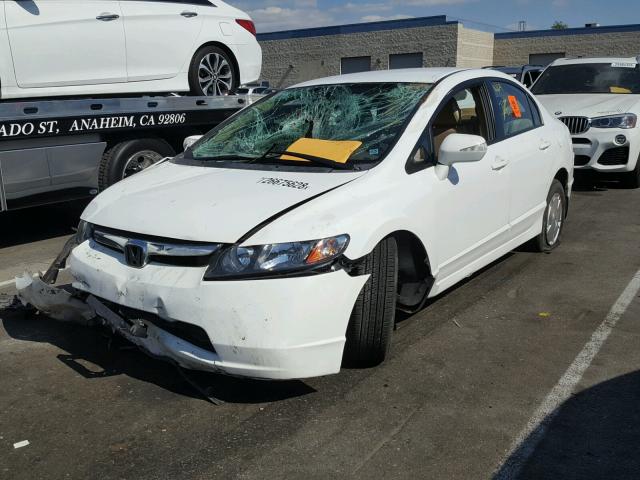 JHMFA362X7S001462 - 2007 HONDA CIVIC HYBR WHITE photo 2