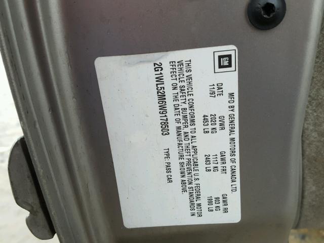 2G1WL52M6W9178503 - 1998 CHEVROLET LUMINA BAS ბეჟი ფოტო 10