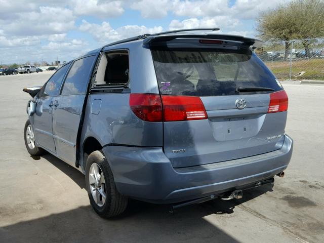 5TDZA22C64S157204 - 2004 TOYOTA SIENNA XLE BLUE photo 3