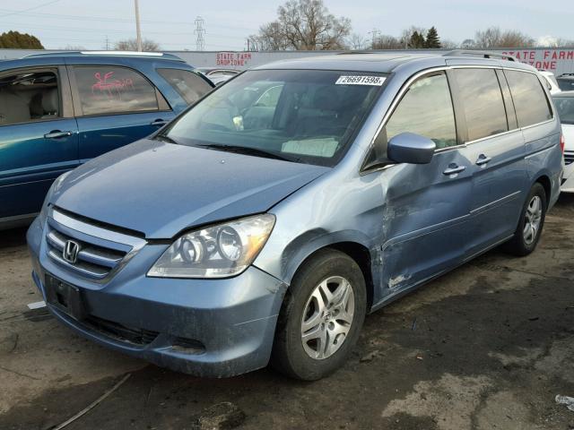 5FNRL38636B117896 - 2006 HONDA ODYSSEY EX BLUE photo 2