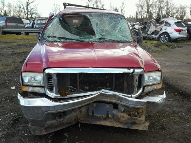 1FMNU41S82EB65670 - 2002 FORD EXCURSION RED photo 9