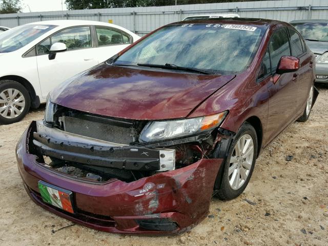 19XFB2F9XCE327331 - 2012 HONDA CIVIC EXL MAROON photo 2