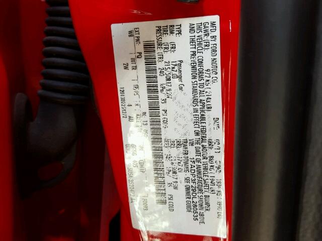 1FADP3F29DL280535 - 2013 FORD FOCUS SE RED photo 10