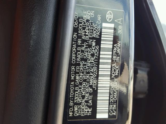 JTDBT923971173256 - 2007 TOYOTA YARIS BLACK photo 10