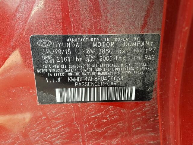 KMHDH4AE8FU456658 - 2015 HYUNDAI ELANTRA SE RED photo 10