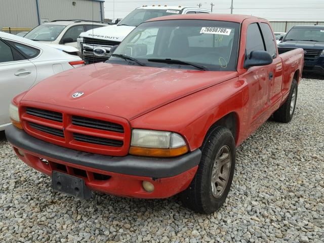 1B7GL22X71S350646 - 2001 DODGE DAKOTA RED photo 2